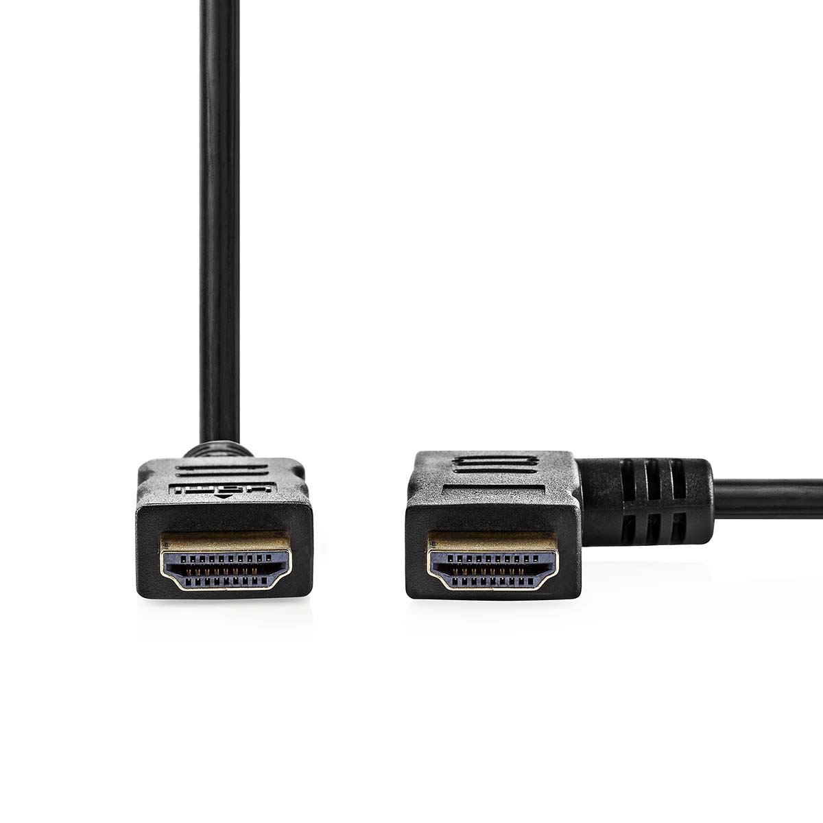 Nedis High Speed HDMI™ Cable with Ethernet | Right Hooked HDMI™ Connector | HDMI™ Connector | 4K@30Hz | 10.2 Gbps | 1.50 m | Round | PVC | Black | Envelope