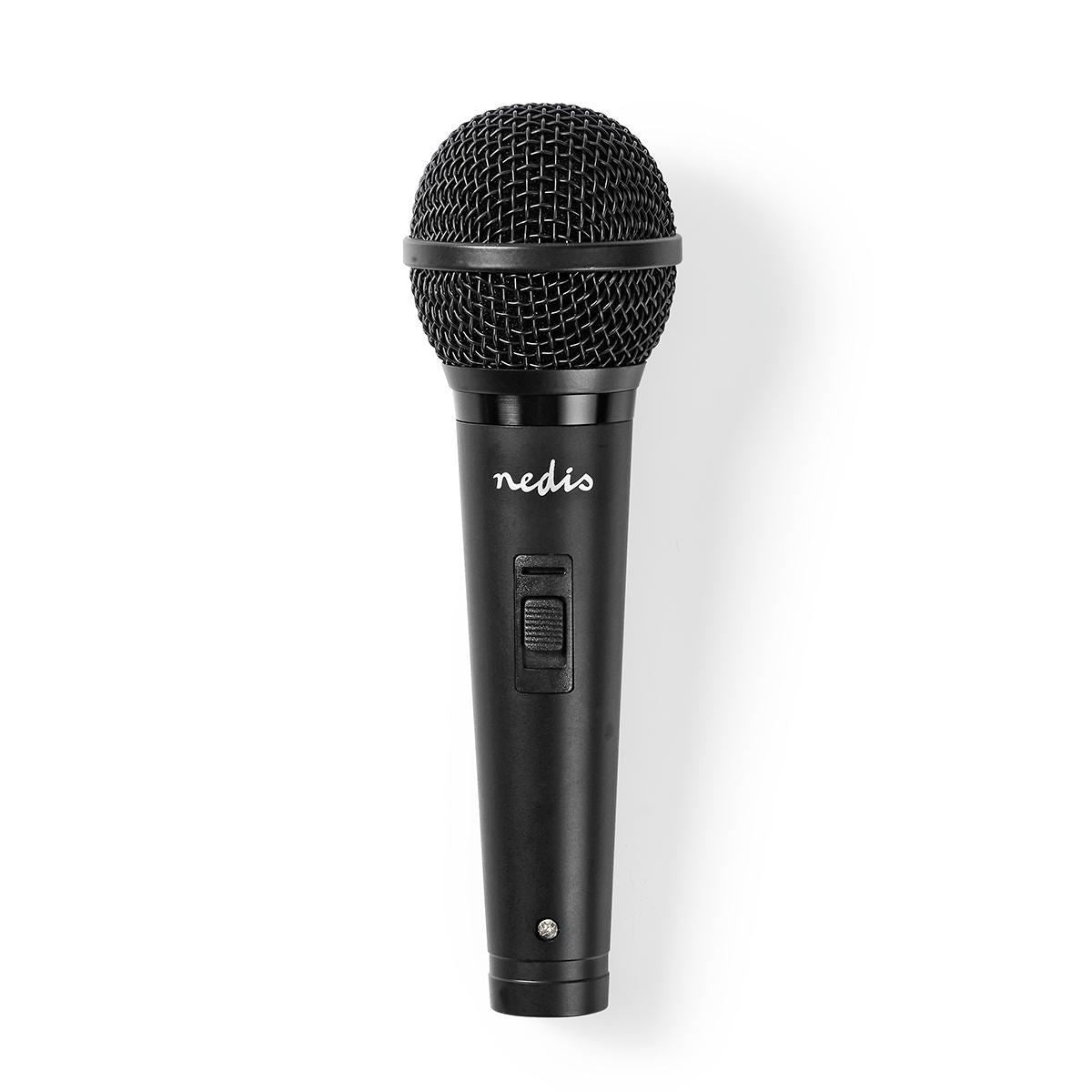 Nedis Uni-Directional Wired 6.5mmm Dynamic Microphone, On/Off Switched, sensitivity 72dB +/- 3dB, 80Hz-13kHz, Wired 5m - Metal Black