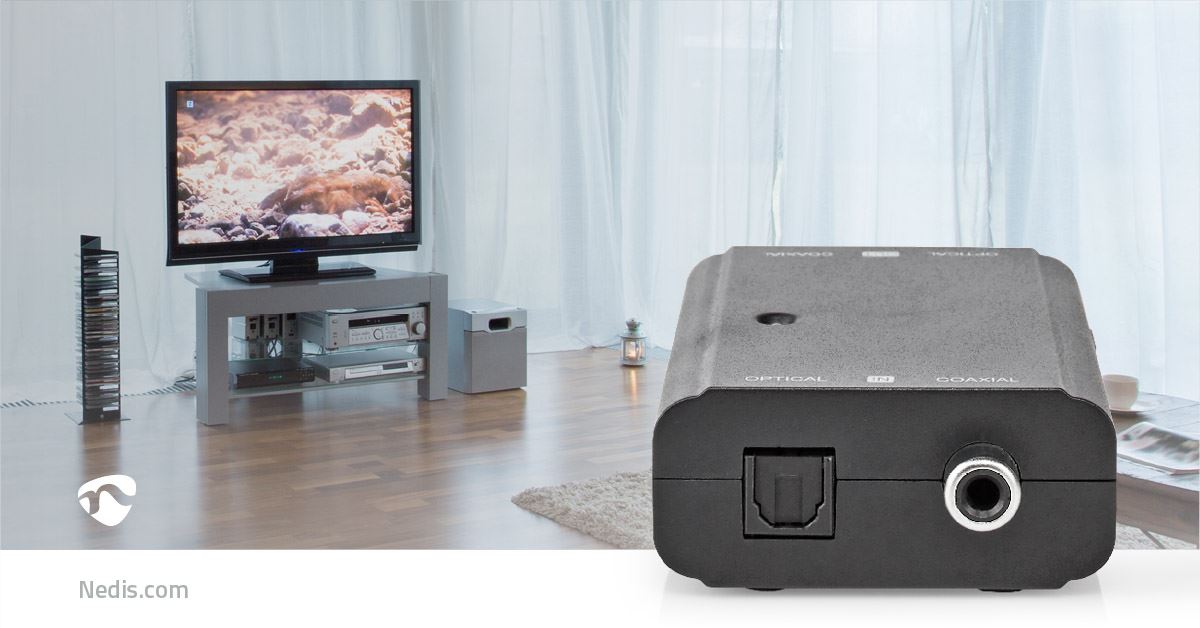 Nedis Digital Audio Converter | 2-way | Connection input: 1x S/PDIF (RCA) Female / 1x TosLink Female to Connection output: 1x S/PDIF (RCA) Female / 1x TosLink Female | Manual | Black