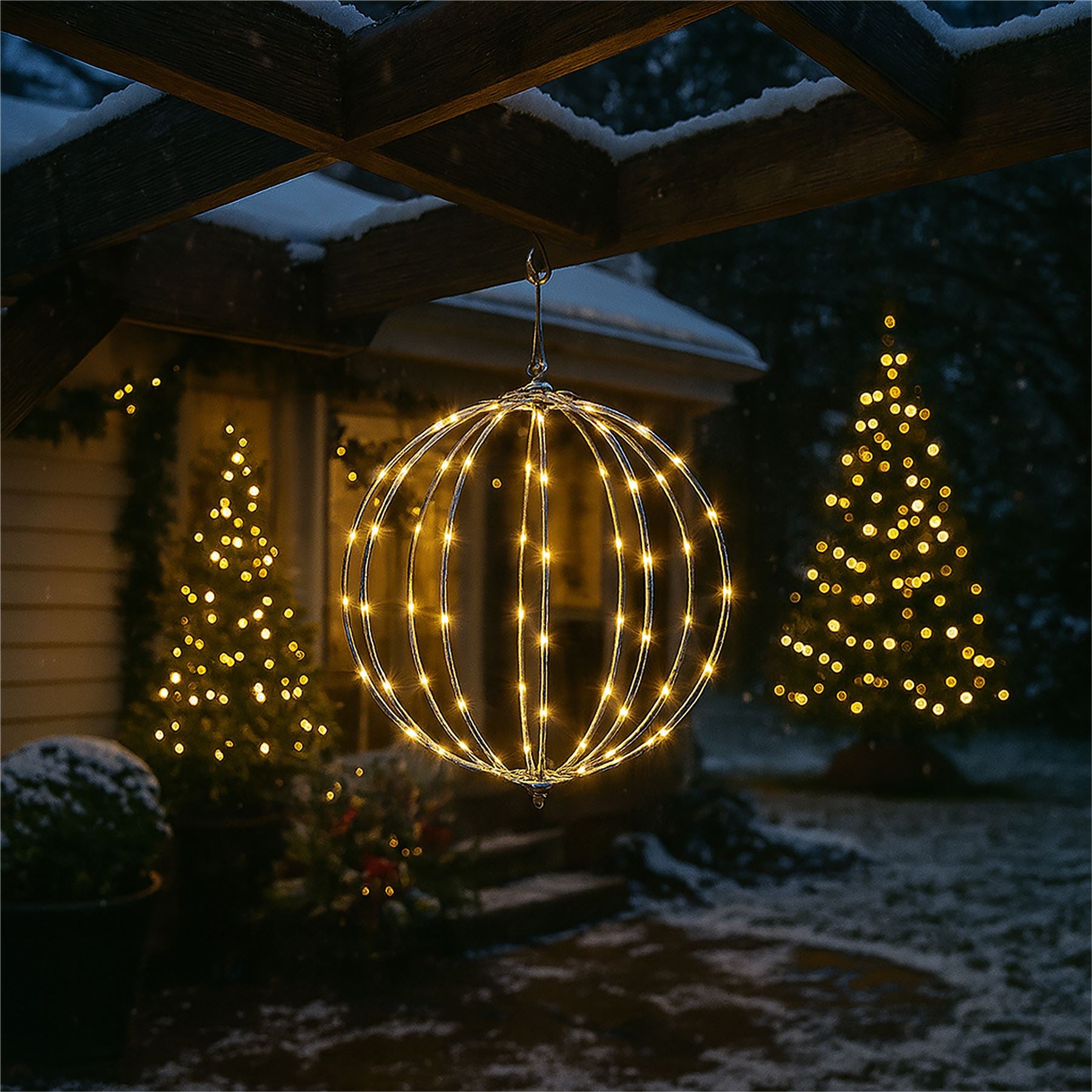 Outdoor 140 LED Copper Gold Hanging Sphere Light with Timer Power Supply and 10m Lead