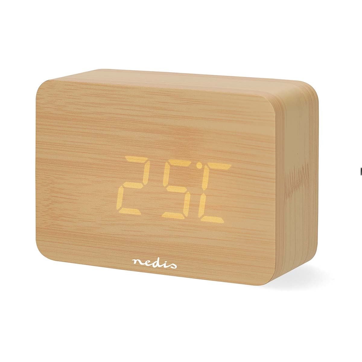 Nedis Digital Desk Alarm Clock | LED | Backlight | Snooze function | Date display | Indoor temperature | Wood
