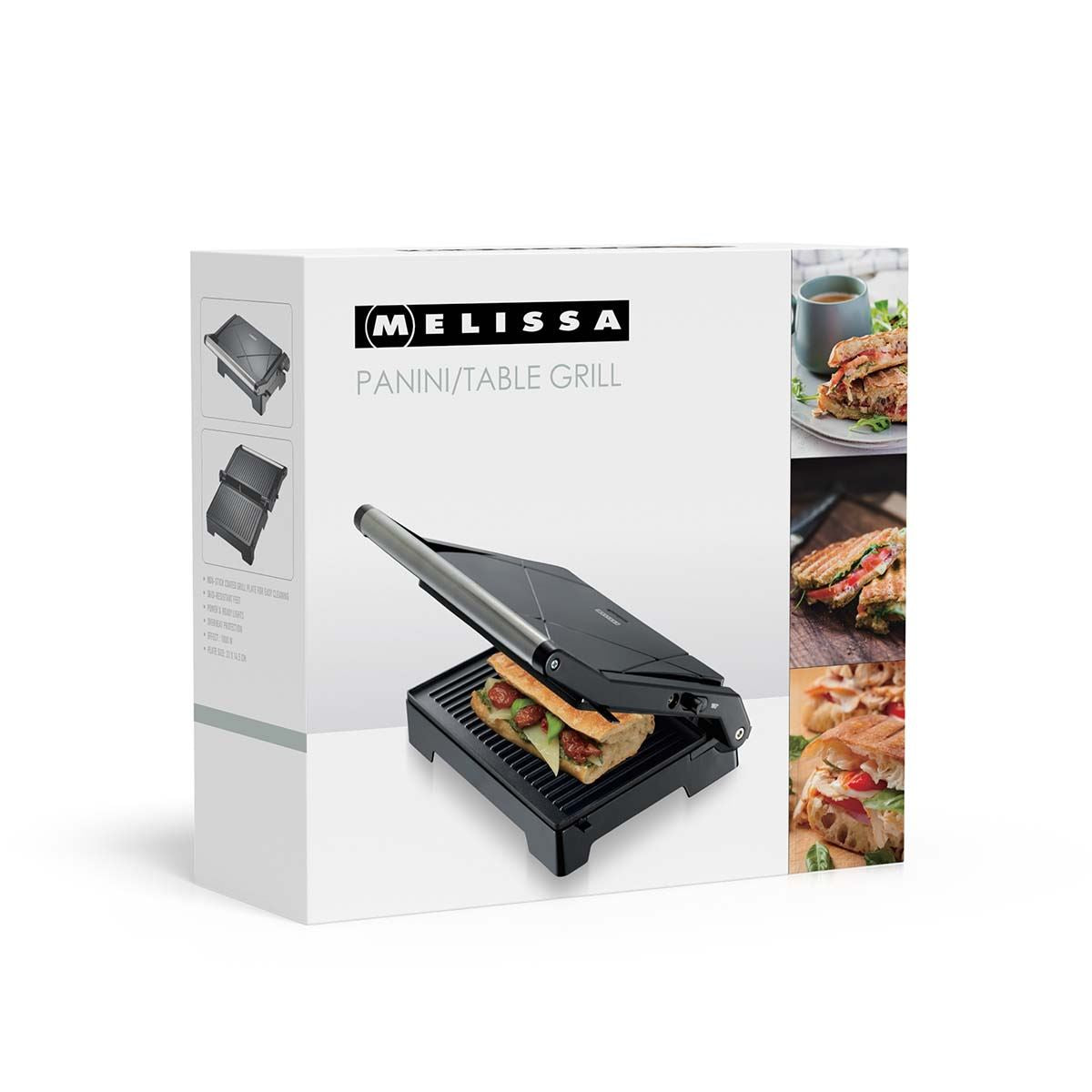 MELISSA 2-in-1 Electric Panini Press & Grill, Fold-Out, 1000W Fit Grill with Non-Stick Plates & Drip Tray