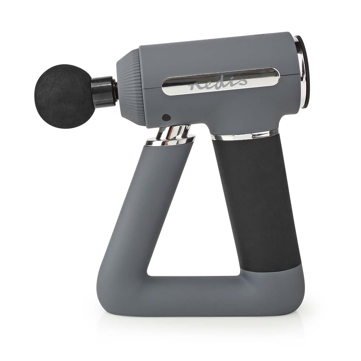 Nedis Sports Massage Gun, 6-Speed with 4 Attachments, Brushless Motor for Muscle Recovery & Relaxation, Triangular Handle, Rechargeable - Grey