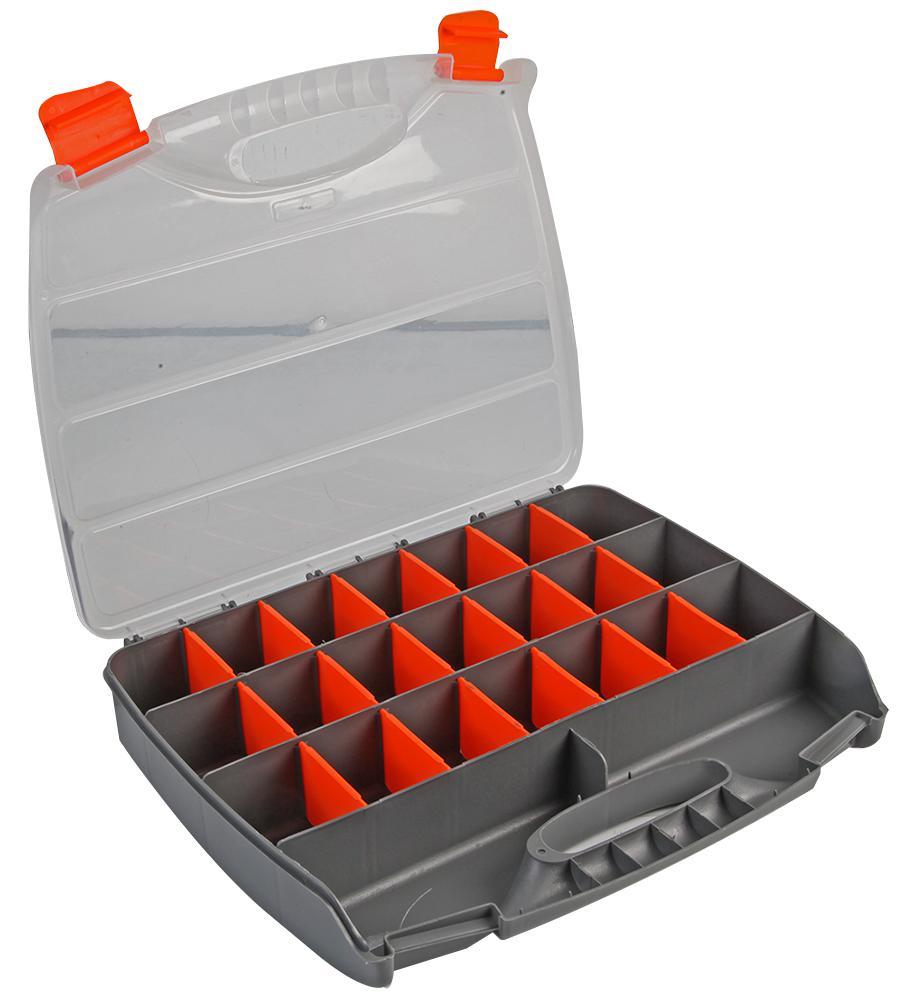 21 Compartment Organiser Storage Case Box with Customisable Trays 60mm x 380mm x 310mm, Craft, Screws, Nails, Nut Bolt