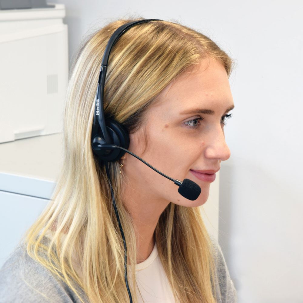 Av:link Wired Headset with Microphone Mic Headphones For PC Computer Centre Call