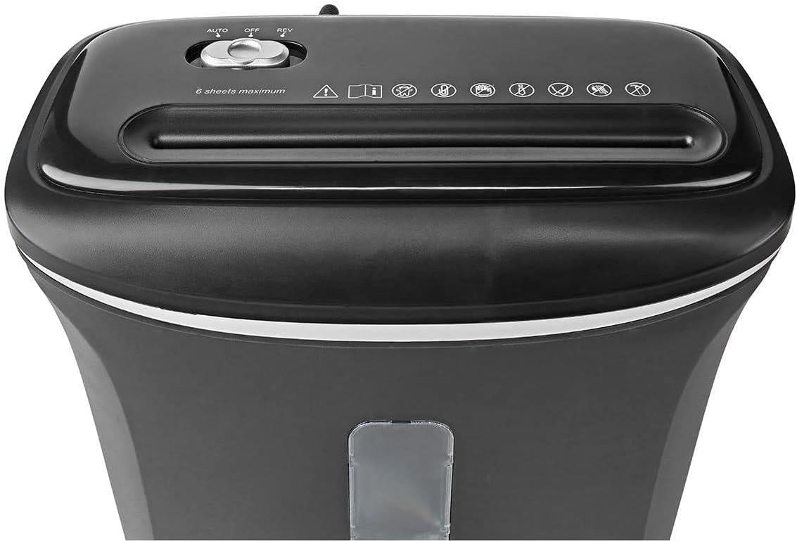 Nedis Paper Shredder, Cross Cut, DIN P-4 Security, 12L Capacity, Keep Your Desk Organised and Securely Dispose of Letters, Files, Invoices and Bank Cards , Black