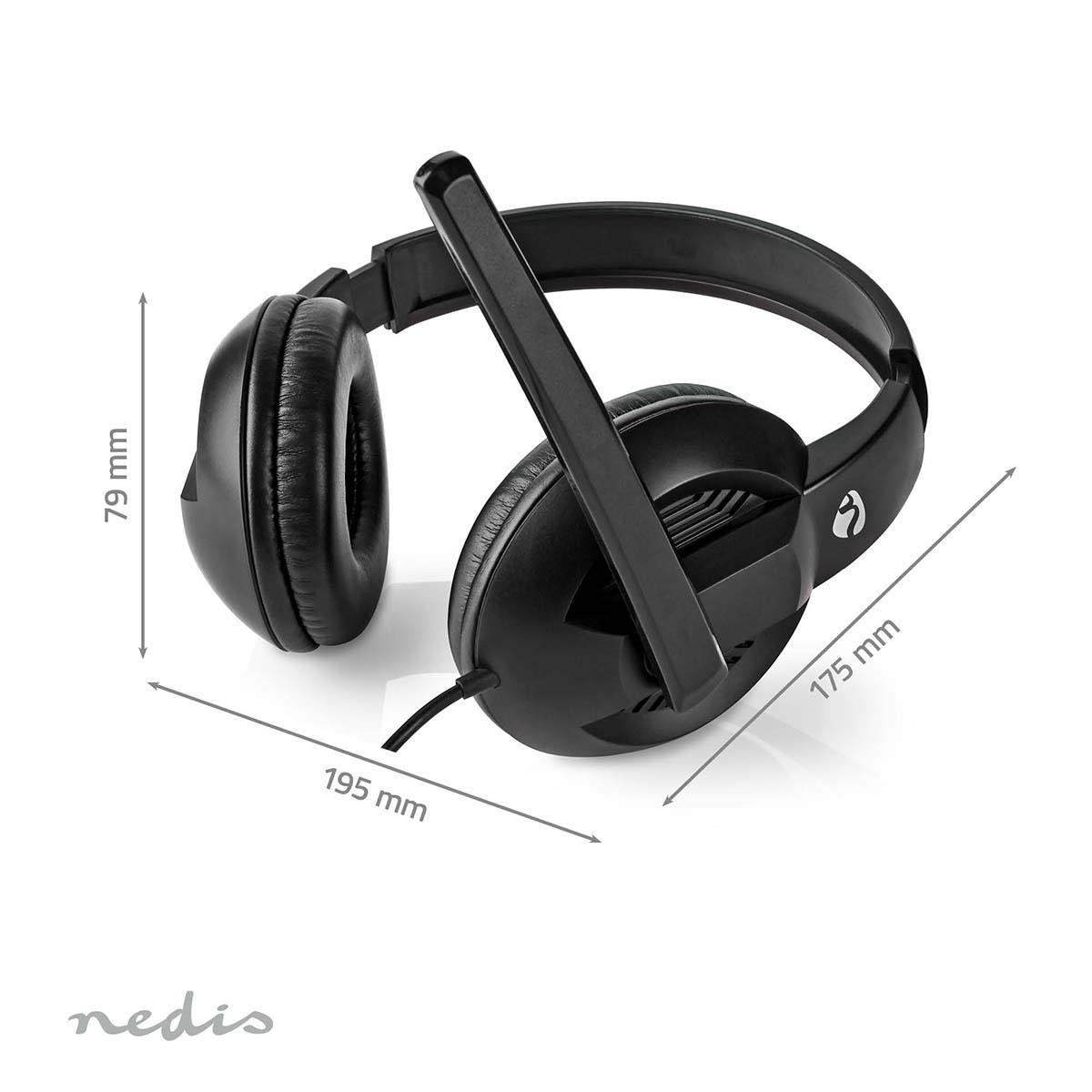 Nedis PC Headset | Over-Ear | Stereo | USB Type-A / USB Type-C™ | Fold-Away Microphone | Black