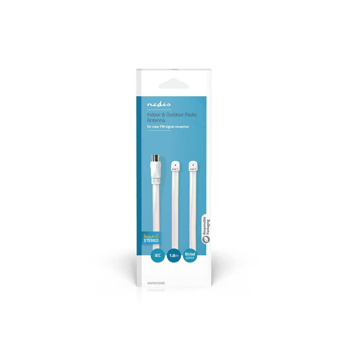 Nedis Coax Cable | IEC (Coax) Male | Open | Nickel Plated | 50 Ohm | Unshielded | 1.90 m | Flat | PVC | White | Box