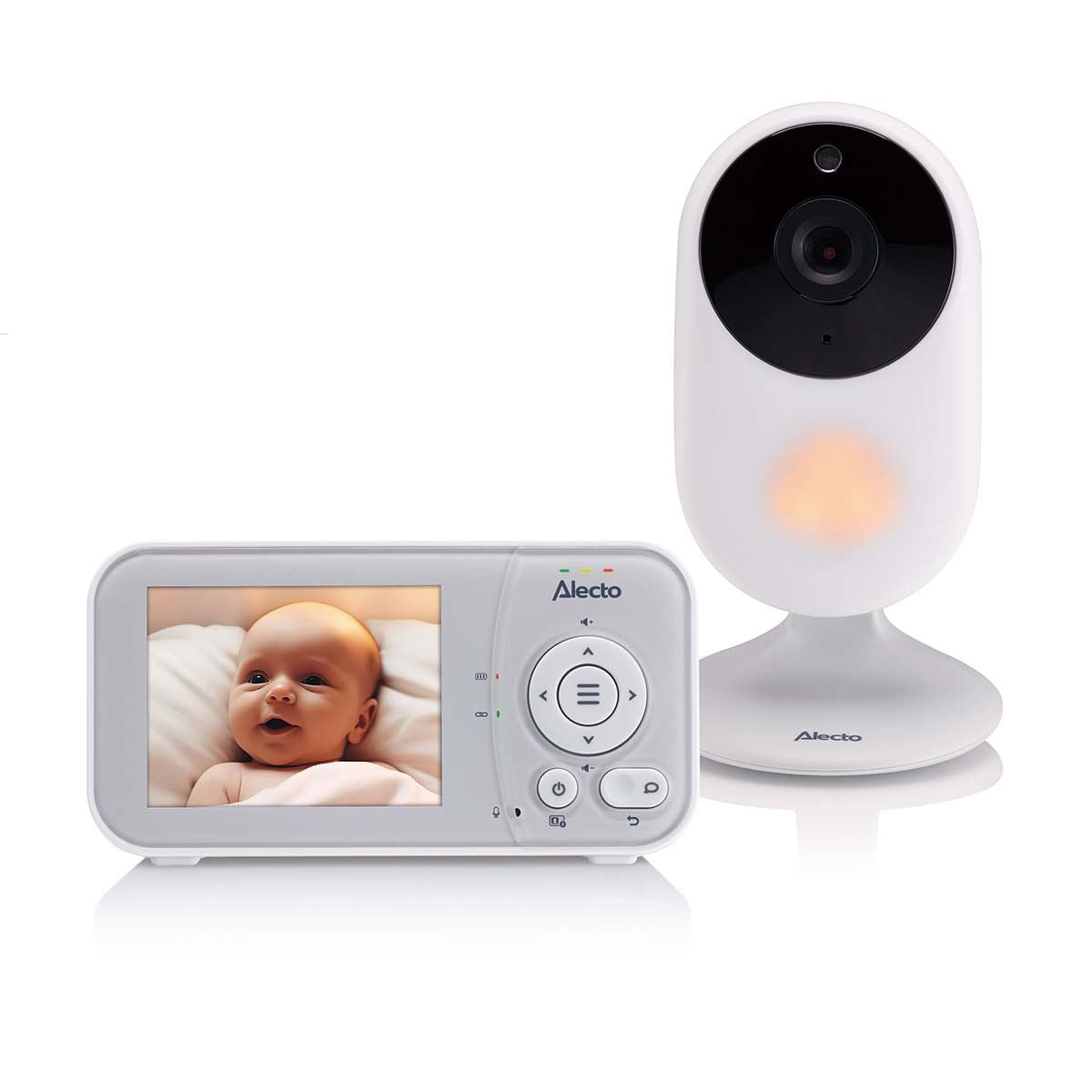 Alecto DVM-2028 Video Baby Monitor with Camera, 2.8" Inch No Wifi Baby Monitor, Temperature, Night Vision, Lullaby, Two-Way Audio - White