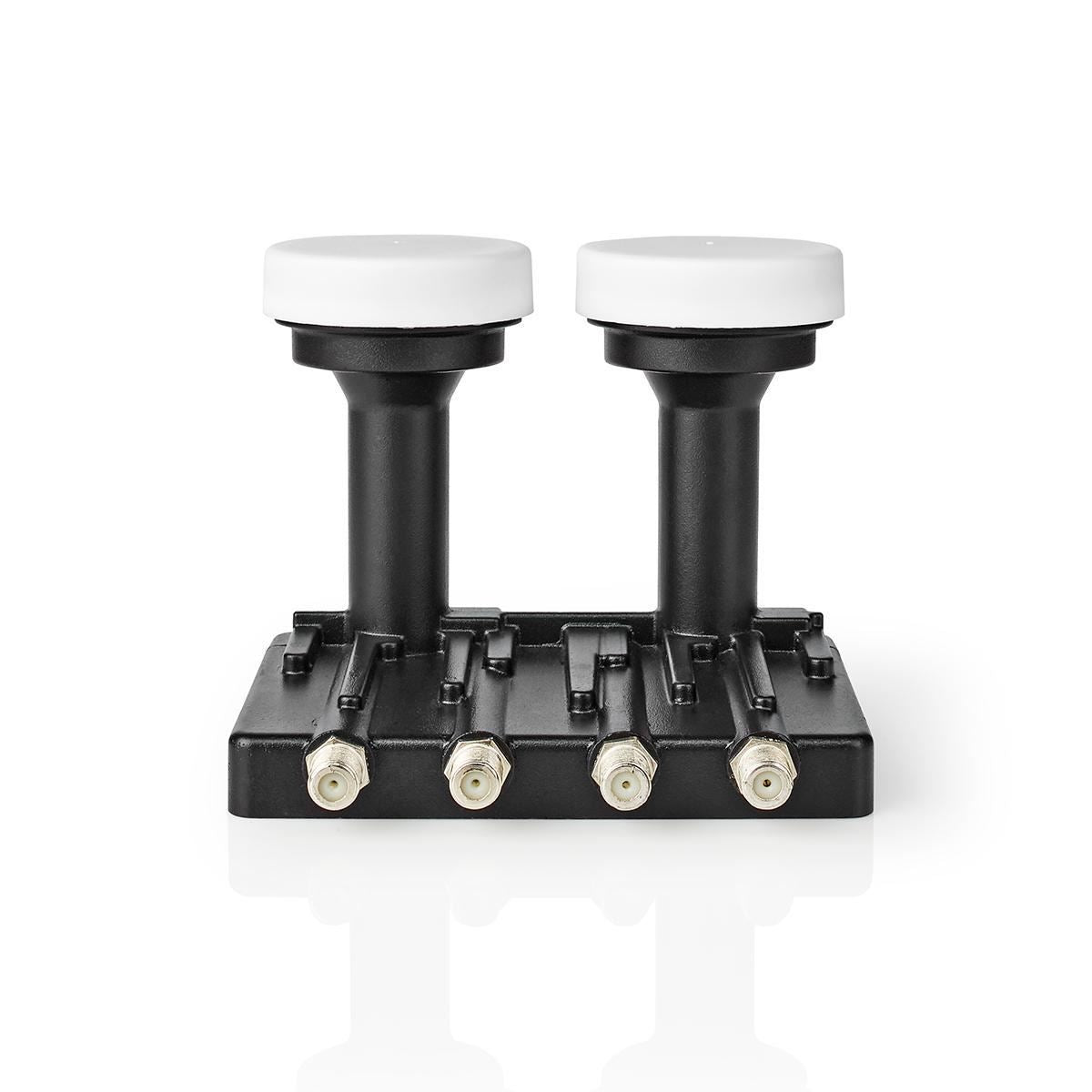 Nedis LNB | Quad Monoblock 6.0° | Output connection: 4x F-Connector | Noise figure range: 0.85 dB | Conversion gain: 52 - 67 dB | Black | Suitable for: Astra+ / Hotbird