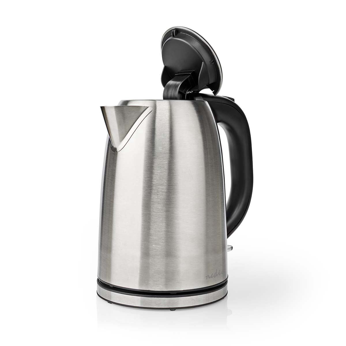 Nedis 1.7L Electric Kettle Cordless Silver 2200W Boil Dry Protection Auto Switch Off