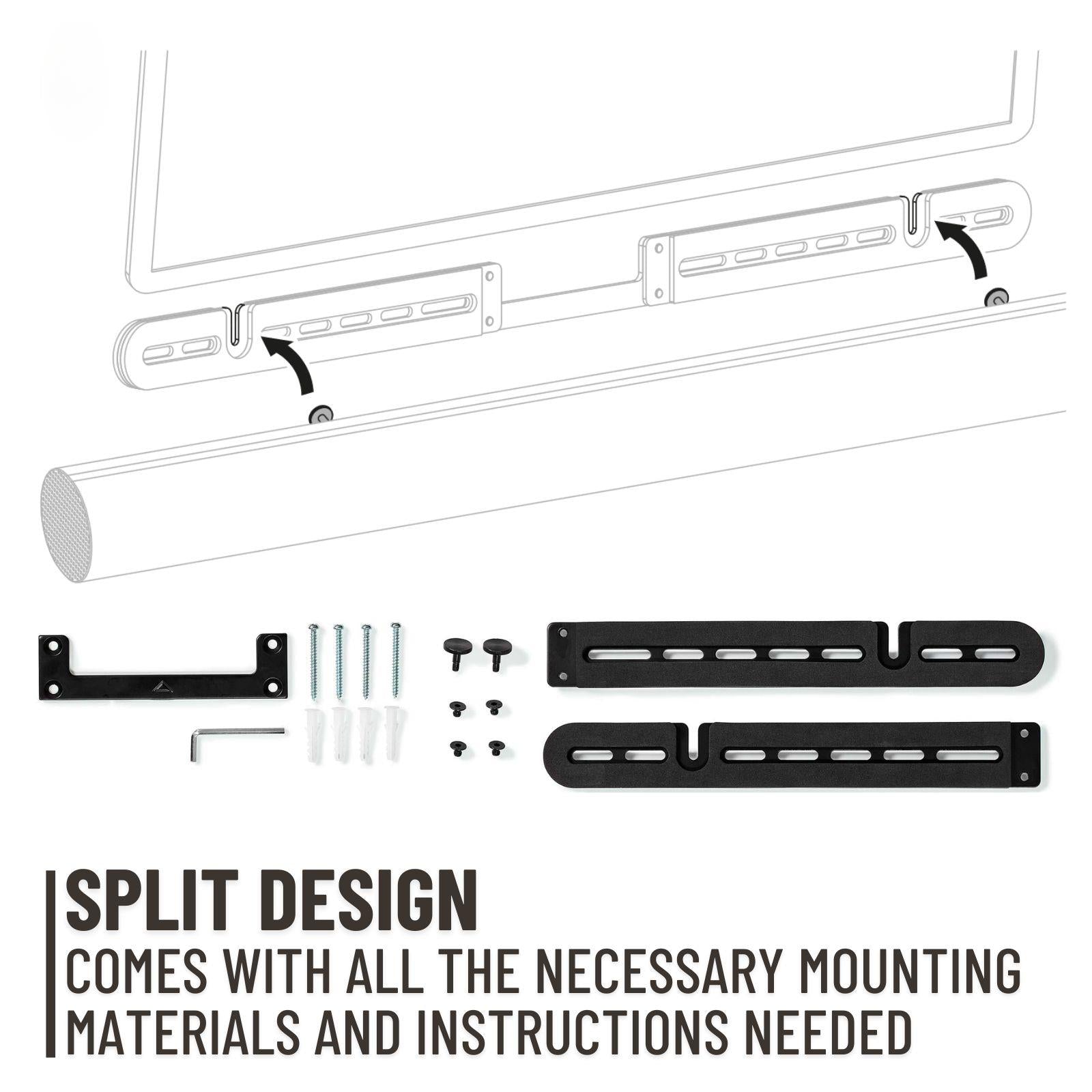 Nedis Wall Mount Floating Style Speaker Mounting Bracket - Mount on Wall Under TV - Compatible with Sonos Arc Soundbar (Black)
