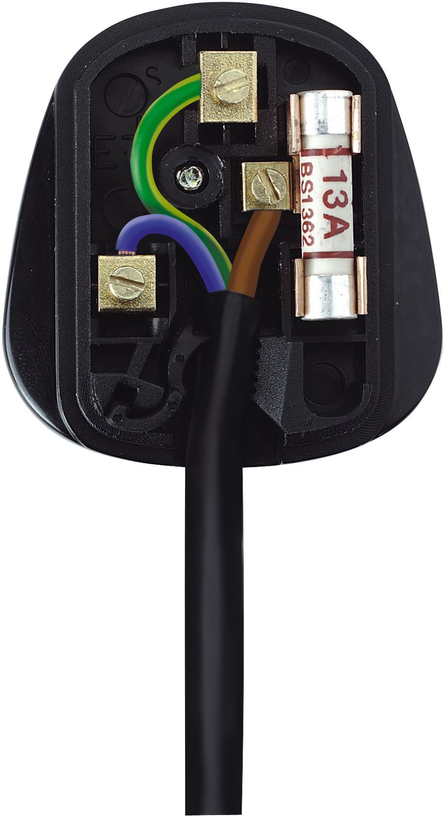 Rewireable Quick Fit 3 Pin UK Mains Plug Fitted with 13A Amp Fuse Black