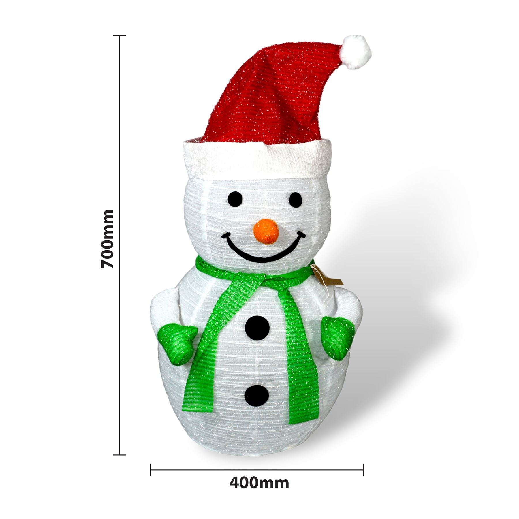 Outdoor Light Up 70cm Collapsible Christmas Snowman Decoration with Timer and 45 LED's Battery Operated