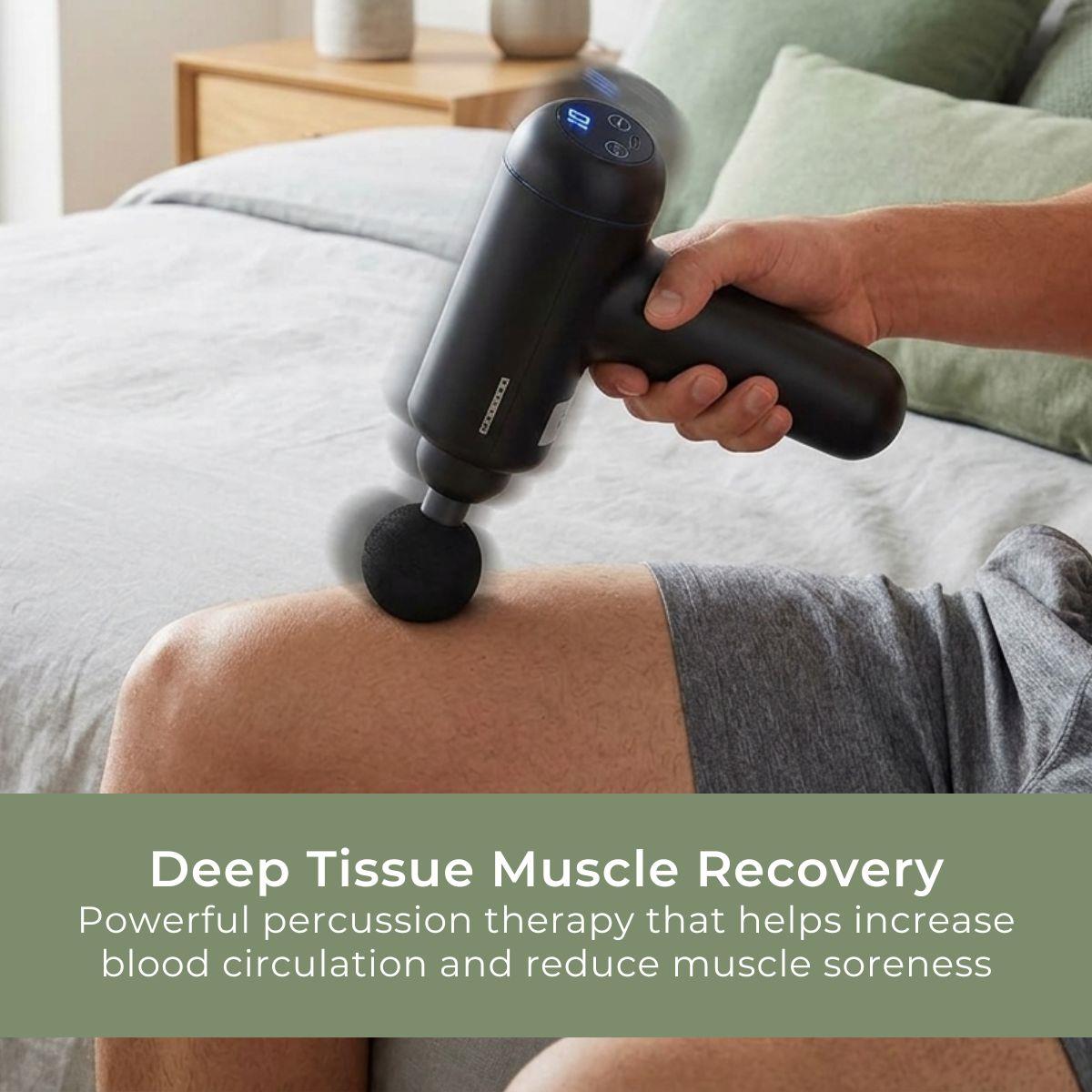 MELISSA Massage Gun, LED,  32-Speed with 4 Attachments, Brushless Motor for Muscle Recovery & Relaxation, Triangular Handle, Rechargeable - Black