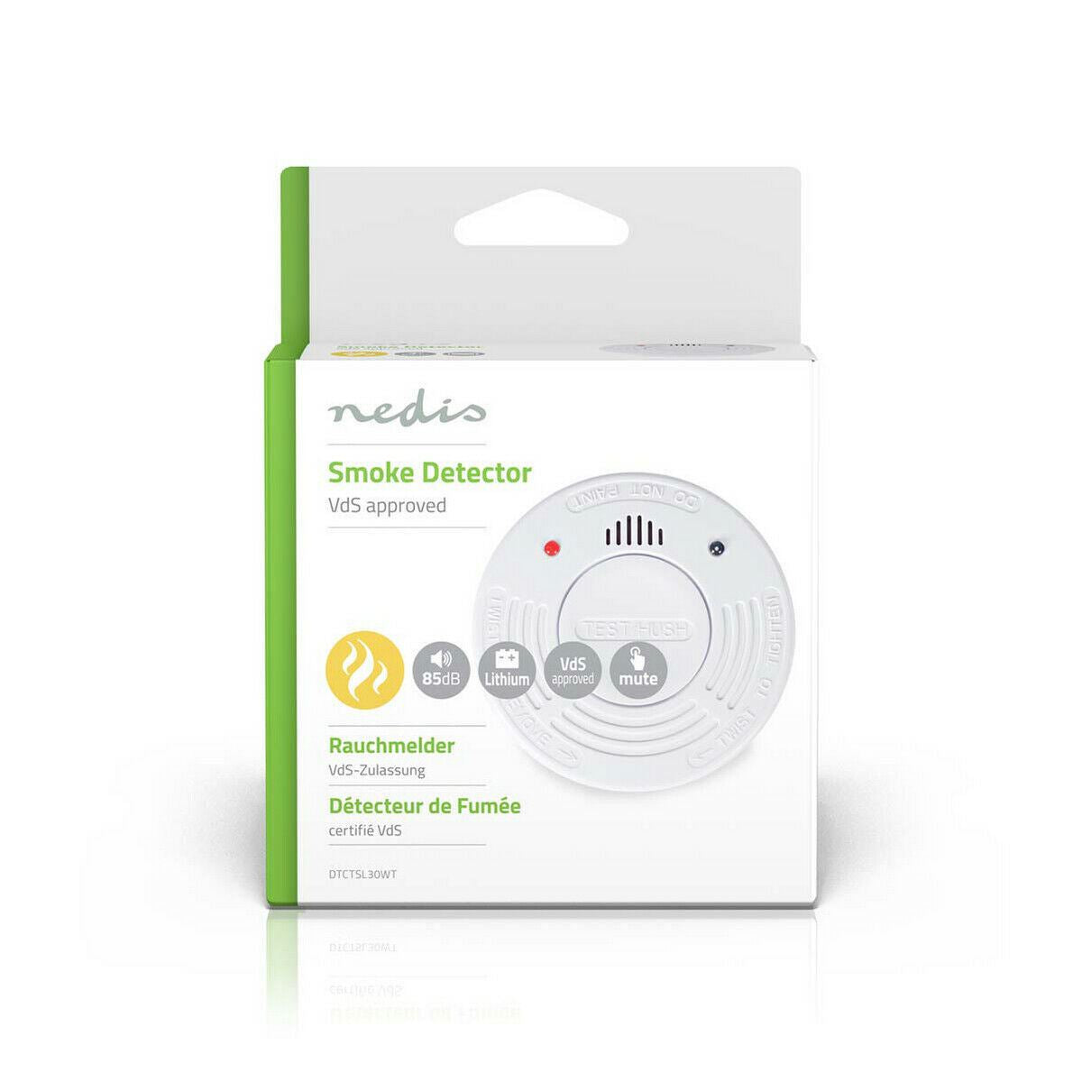Nedis Smoke Detector VDS Approved Lithium Battery Fire Alarm Deep Sleep Siren 10 Year Lifetime
