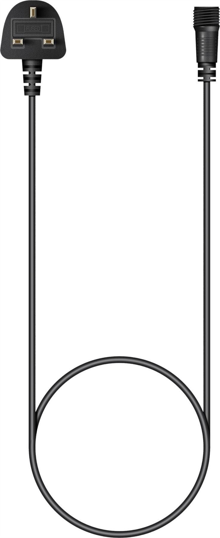 Easy-Connect Festoon Mains Connecting Lead With 2m Rubber Cable.- Black