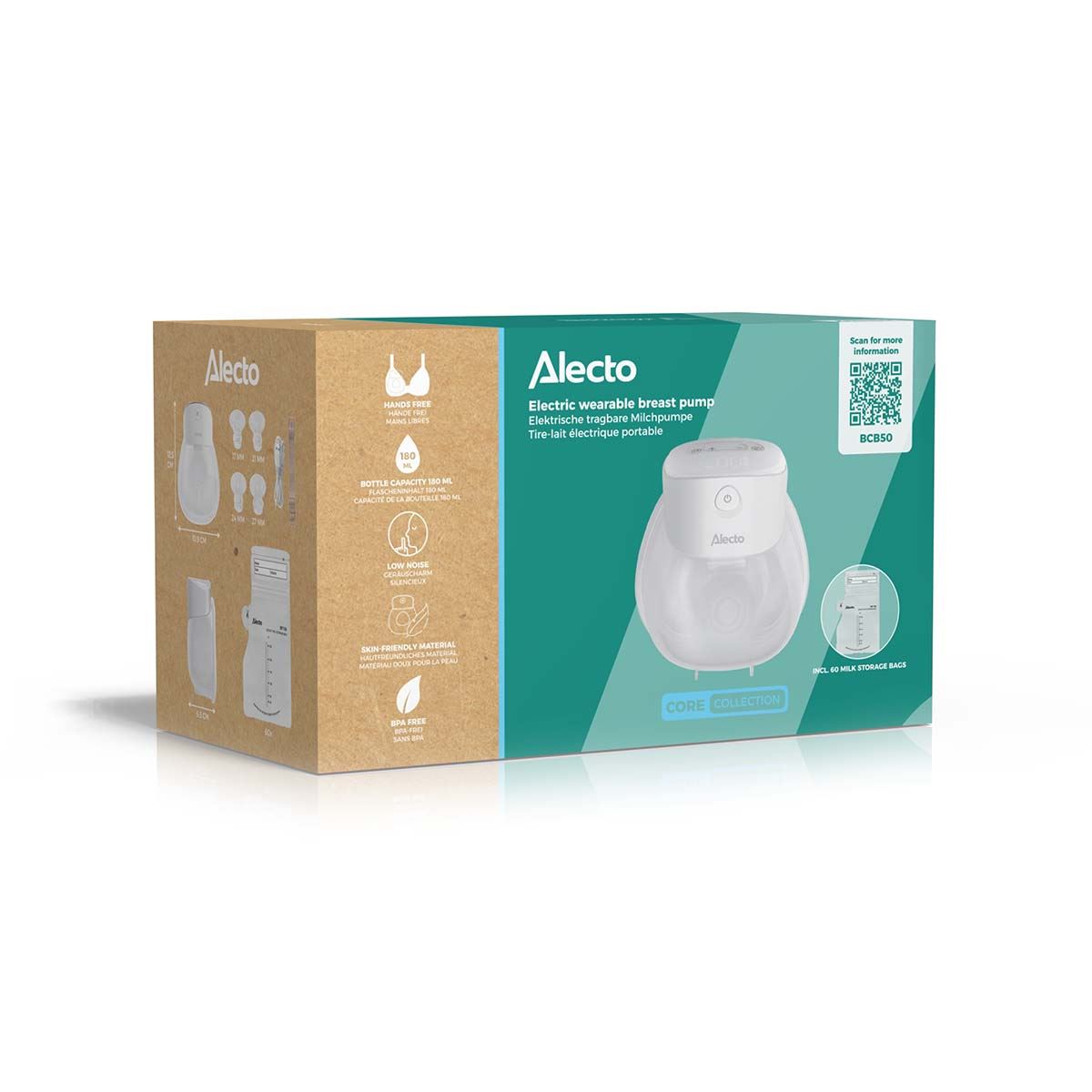 Alecto Electric Breast Pump Wearable, Hands-Free & Ultra Quiet 45dB Portable Pump with 2 Modes & 9 Levels, Long Battery, Lightweight for Working & Nursing Moms, BPA-Free