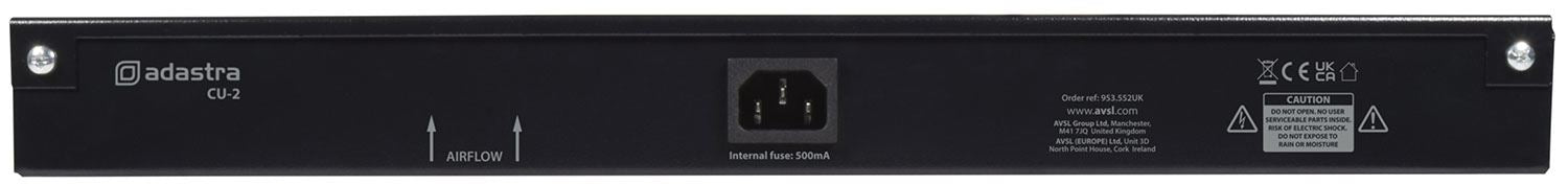 Adastra 19" Rack Mount Fan Cooling Unit for Airflow Hard Wired with 1.5 Metre UK Mains Plug