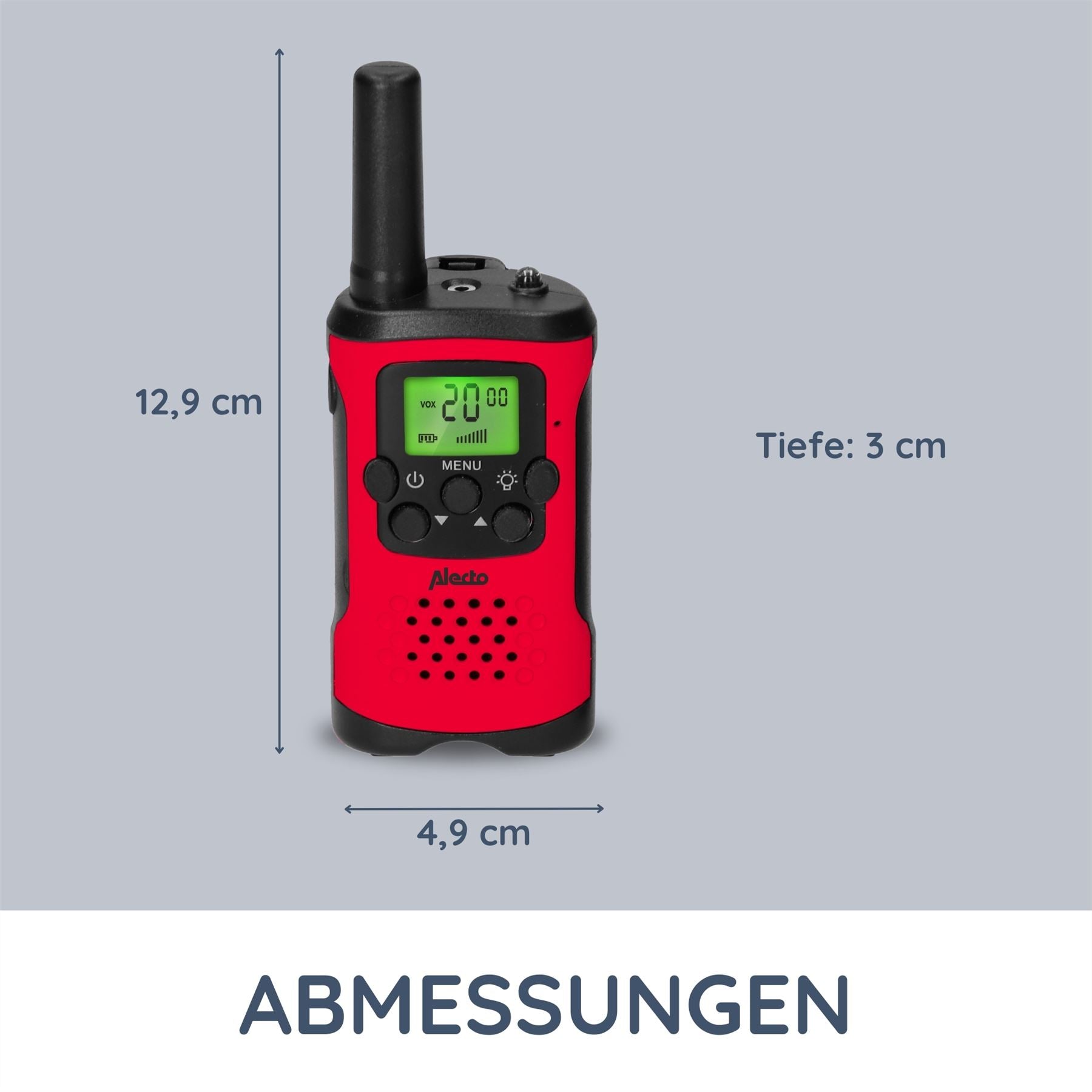Alecto Walkie-Talkie Set | 2 Handsets | Up to 7 km | LCD | Frequency channels: 8 | VOX | up to 3 Hours | Black / Red
