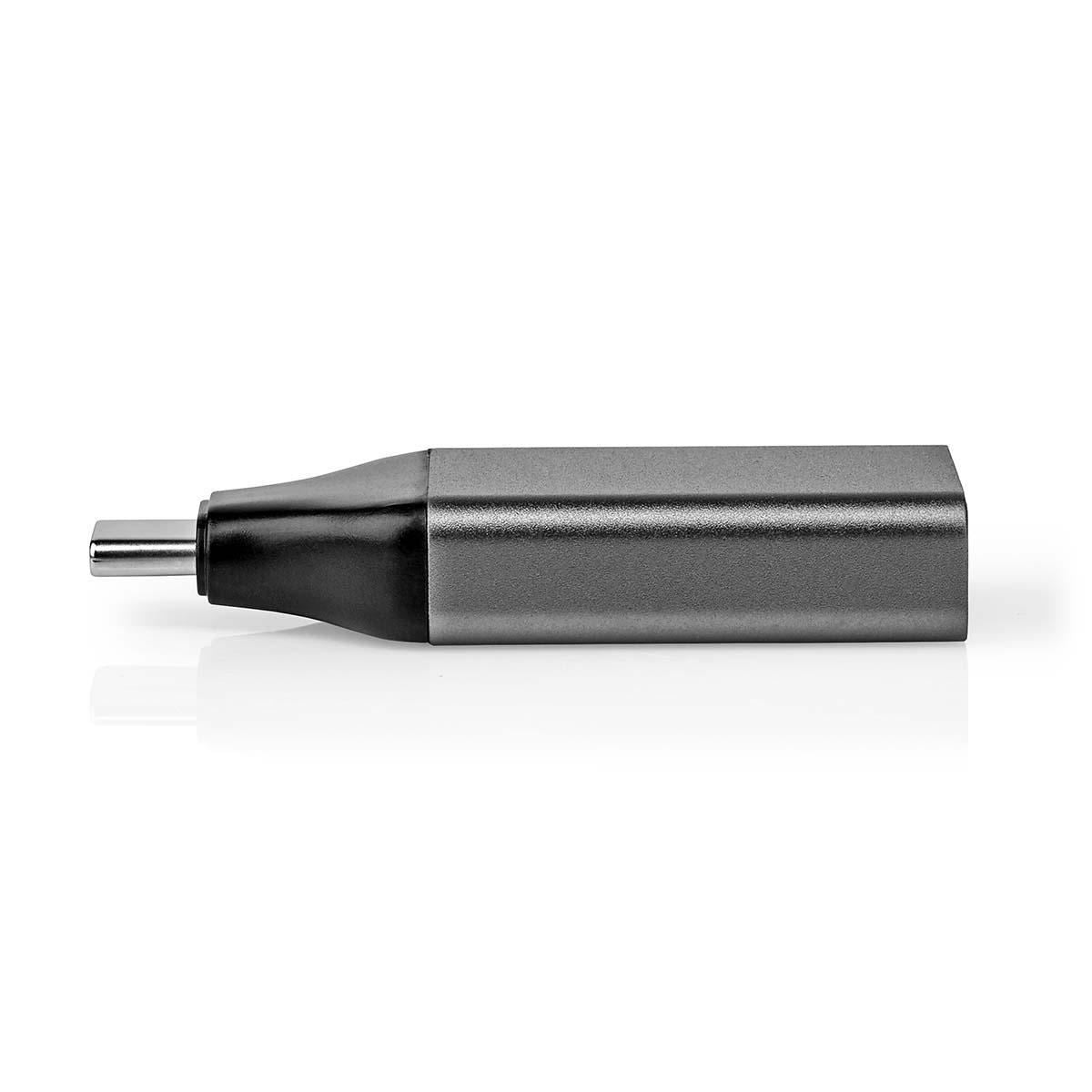 Nedis USB-C™ Adapter | USB 3.2 Gen 1 | USB-C™ Male | DisplayPort Female | 4K@60Hz | Round | Nickel Plated | Black / Grey | Envelope
