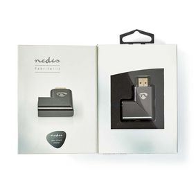 Nedis HDMI™ Adapter | HDMI™ Connector / HDMI™ Male | HDMI™ Output | Gold Plated | Angled Right | Aluminium | Gun Metal Grey | 1 pcs | Cover Window Box