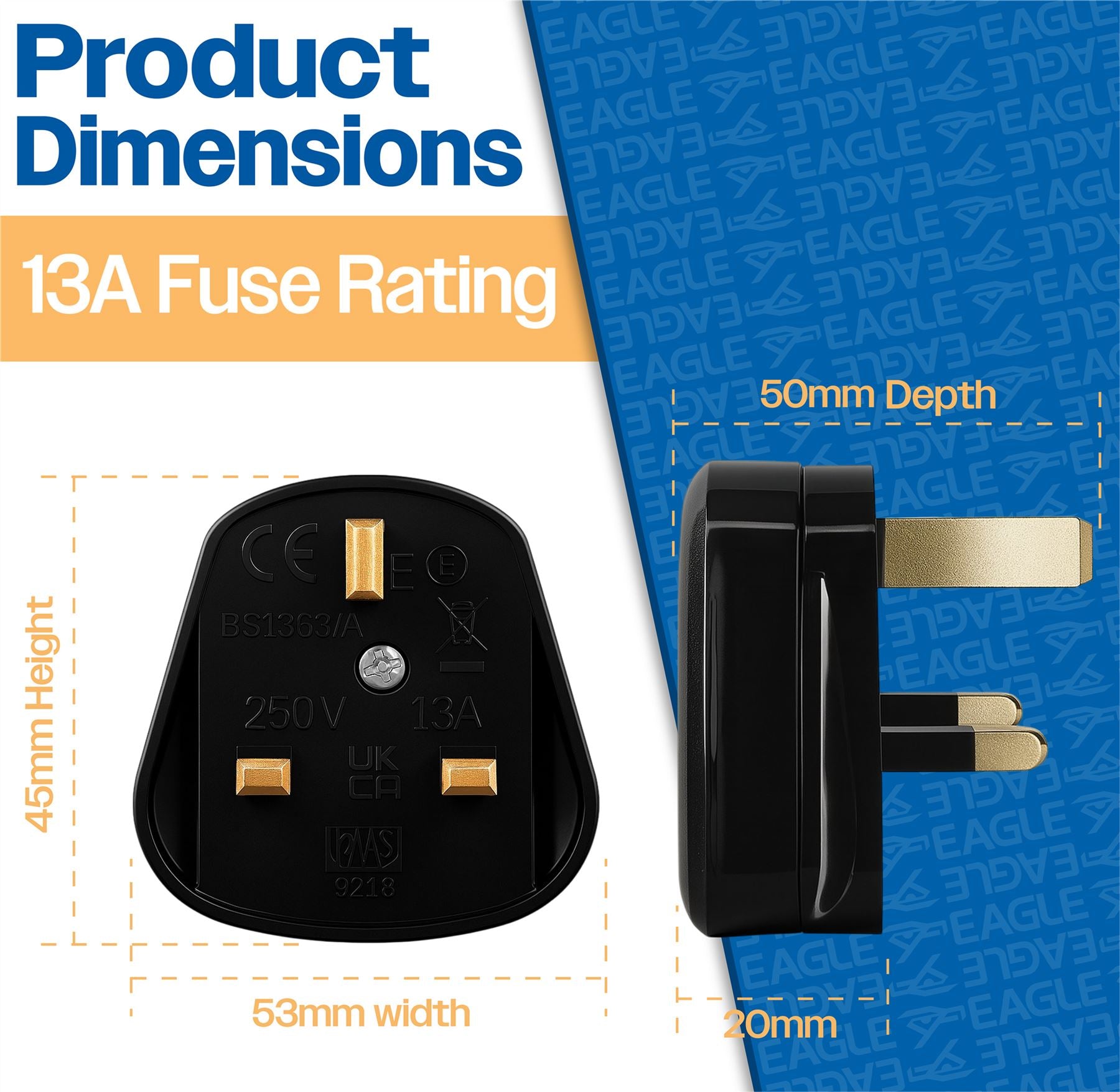 Rewireable Quick Fit 3 Pin UK Mains Plug Fitted with 13A Amp Fuse Black