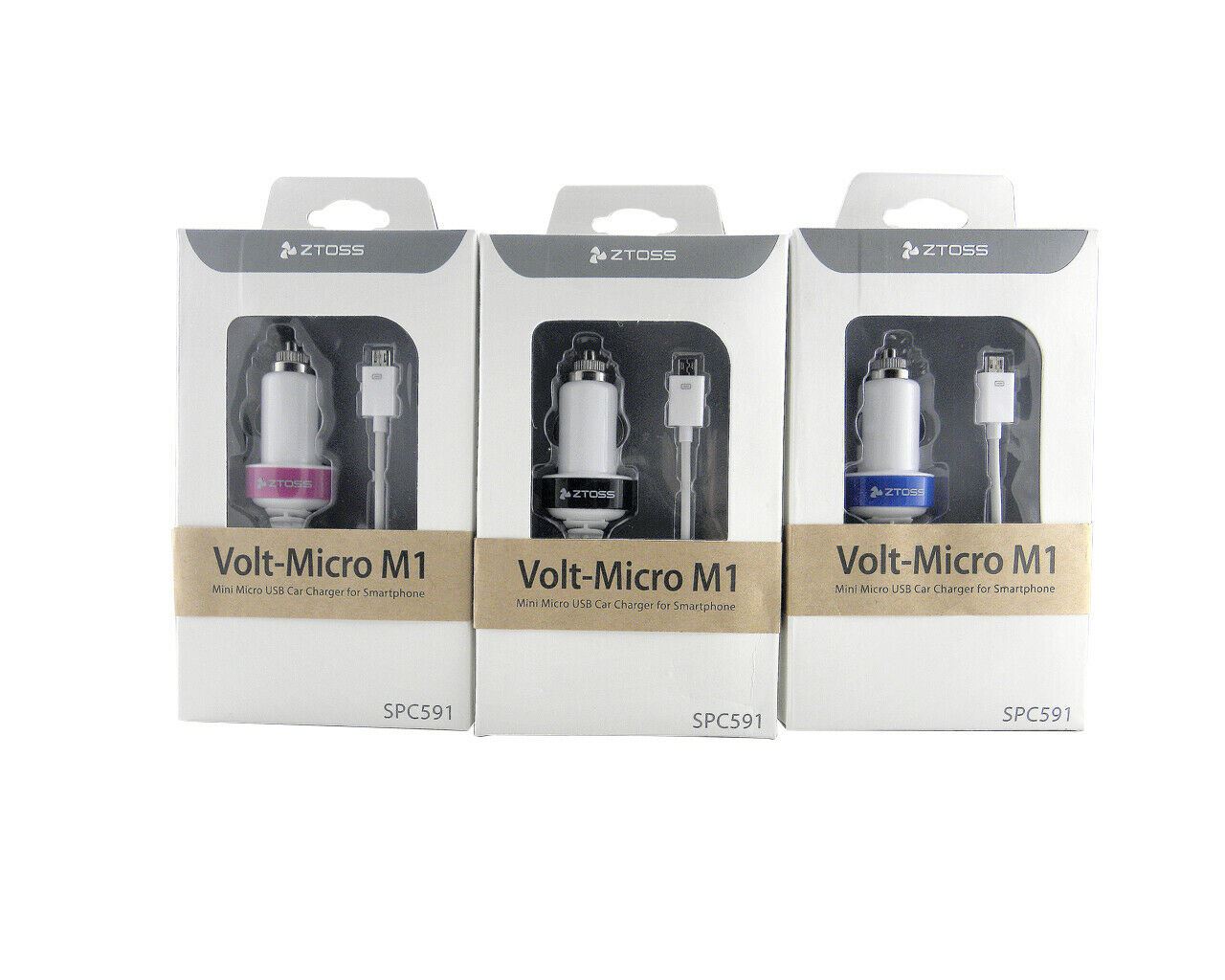 CLiPtec Black Micro B USB In-Car Cig AUX Charger with Coiled cable