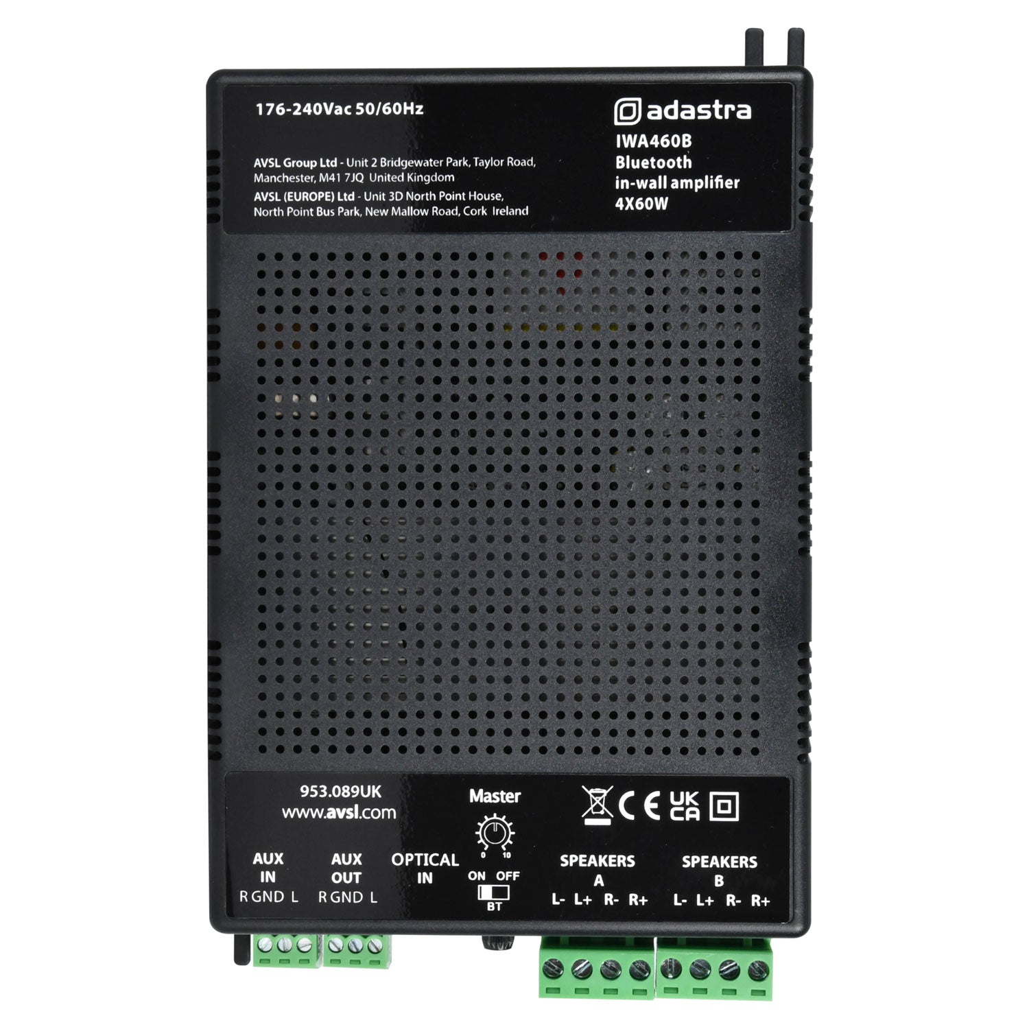Adastra IWA460B In-wall Amplifier with Bluetooth 4 x 60W