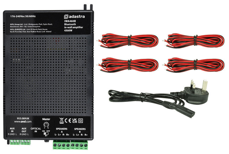 Adastra IWA460B In-wall Amplifier with Bluetooth 4 x 60W