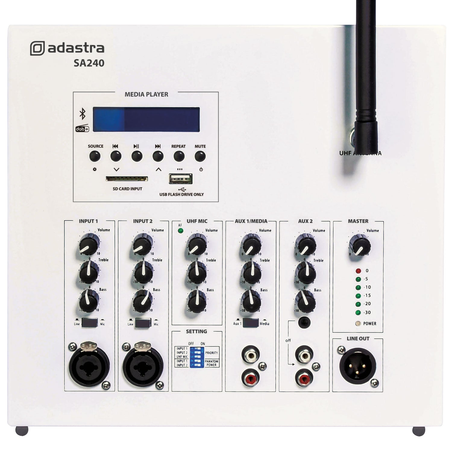 Adastra SA240 Secure Wall Amplifier 100V + UHF Mic