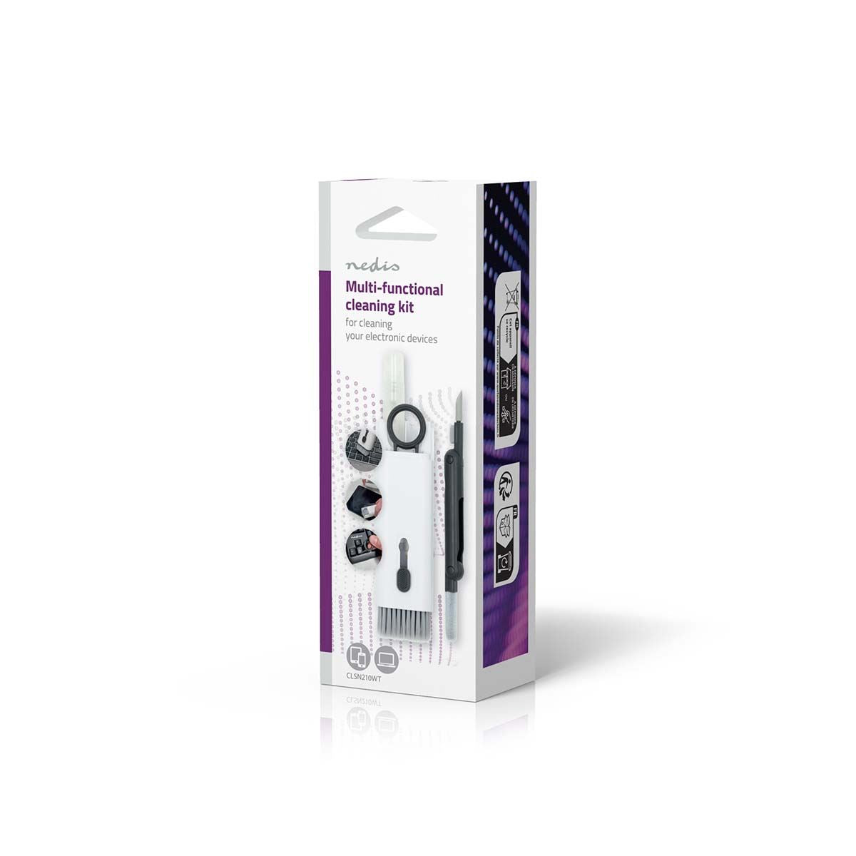 Nedis 7-in-1 Keyboard Cleaner Kit, Includes Brush, Headphone Cleaning Tool, Wiper, Spray Bottle & Key Puller � Multi-Functional Cleaning Set for Electronics, Laptop, Phones, Headphones, PC & Screens