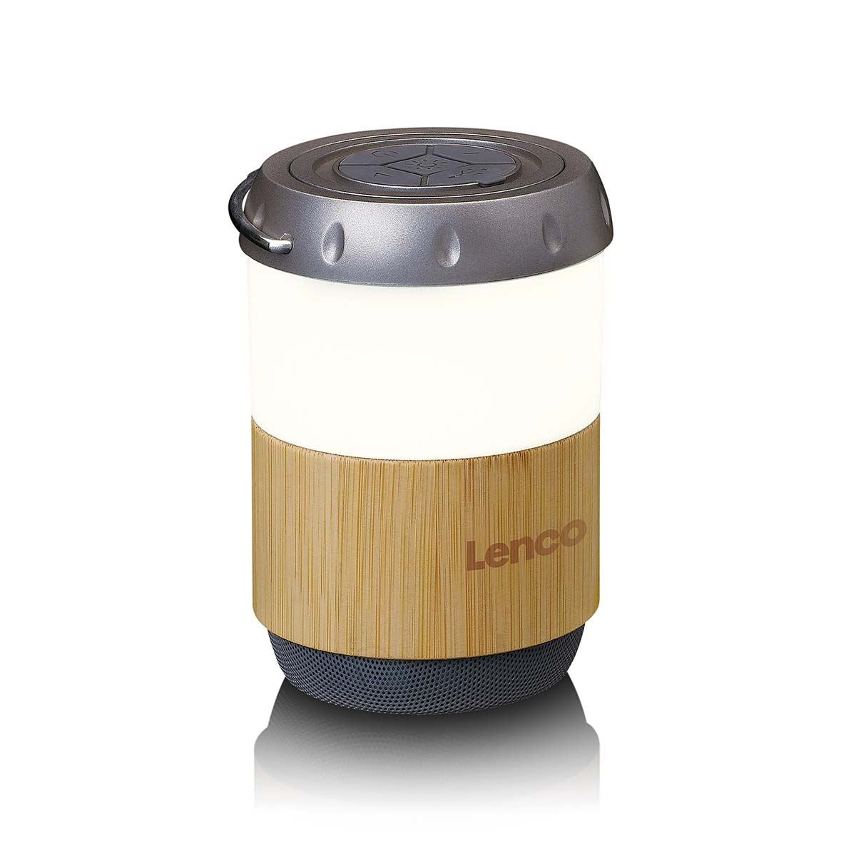 Lenco IPX4 Patio Table Lantern with Built-in Bluetooth® Speaker | Bamboo