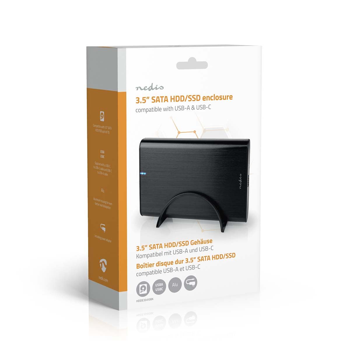 Nedis Hard Disk Enclosure | 3.5 " | USB 3.1 Gen1 | USB Type-A / USB Type-C™ | Notebook / PC | Aluminium
