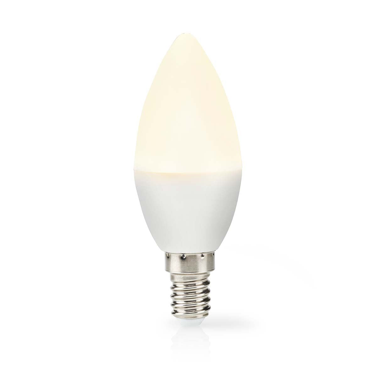 Nedis Candle Shaped LED Bulb E14 Cap 470 Lumen, Low Power 4.9W Replacing 42W Incandescent, Warm White Light 2700K, Frosted Cover, 3 Pack