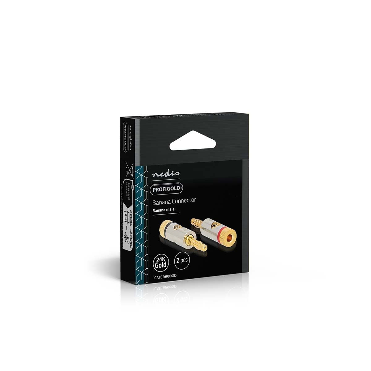 Nedis Banana Connector | Straight | Male | Gold Plated | Screw | Cable input diameter: 3.0 mm | Metal | Gold | 2 pcs | Cover Window Box