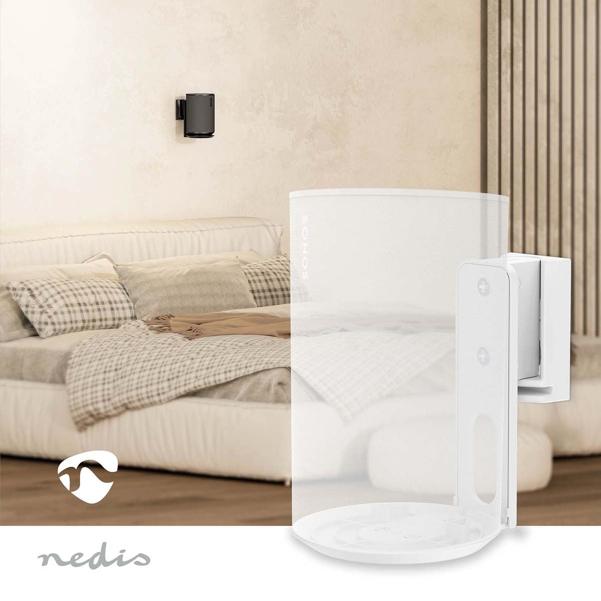 Nedis Speaker Wall Mount Bracket for Sonos Era 100, with Adjustable Tilt Swivel, Max. Capacity 3kg - White
