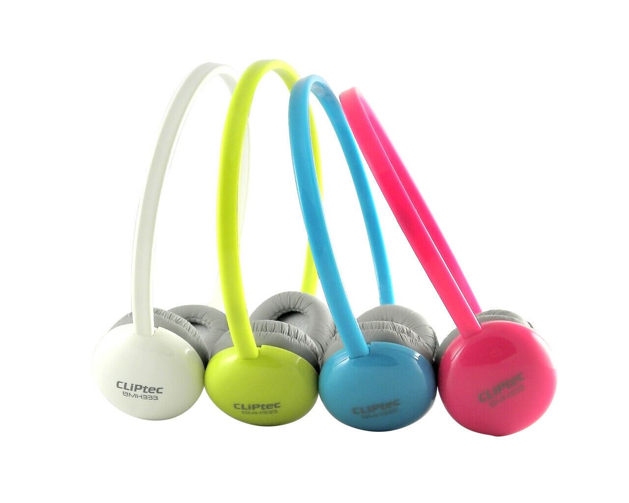 CLiPtec Kids Bright Stereo Multimedia Headphones with inline Mic for Gaming, Chat, Music and more - Pink