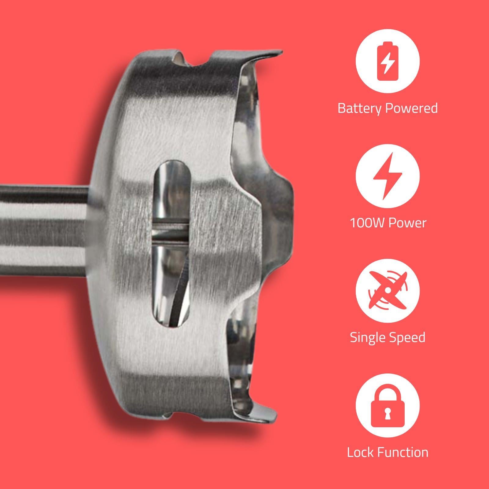 Nedis Hand Blender, 100W Cordless Handheld Stick Immersion Mixer with Stainless Steel Blades