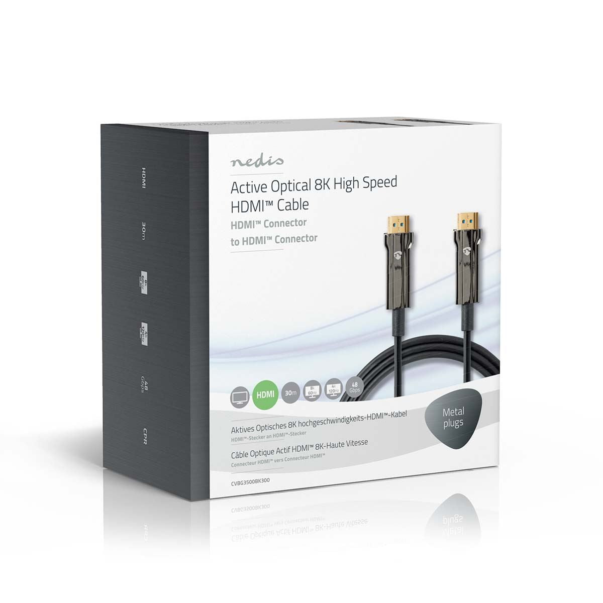 Nedis Active Optical Ultra High Speed HDMI™ Cable with Ethernet | HDMI™ Connector | HDMI™ Connector | 8K@60Hz | 48 Gbps | 30.0 m | Round | PVC | Black | Gift Box