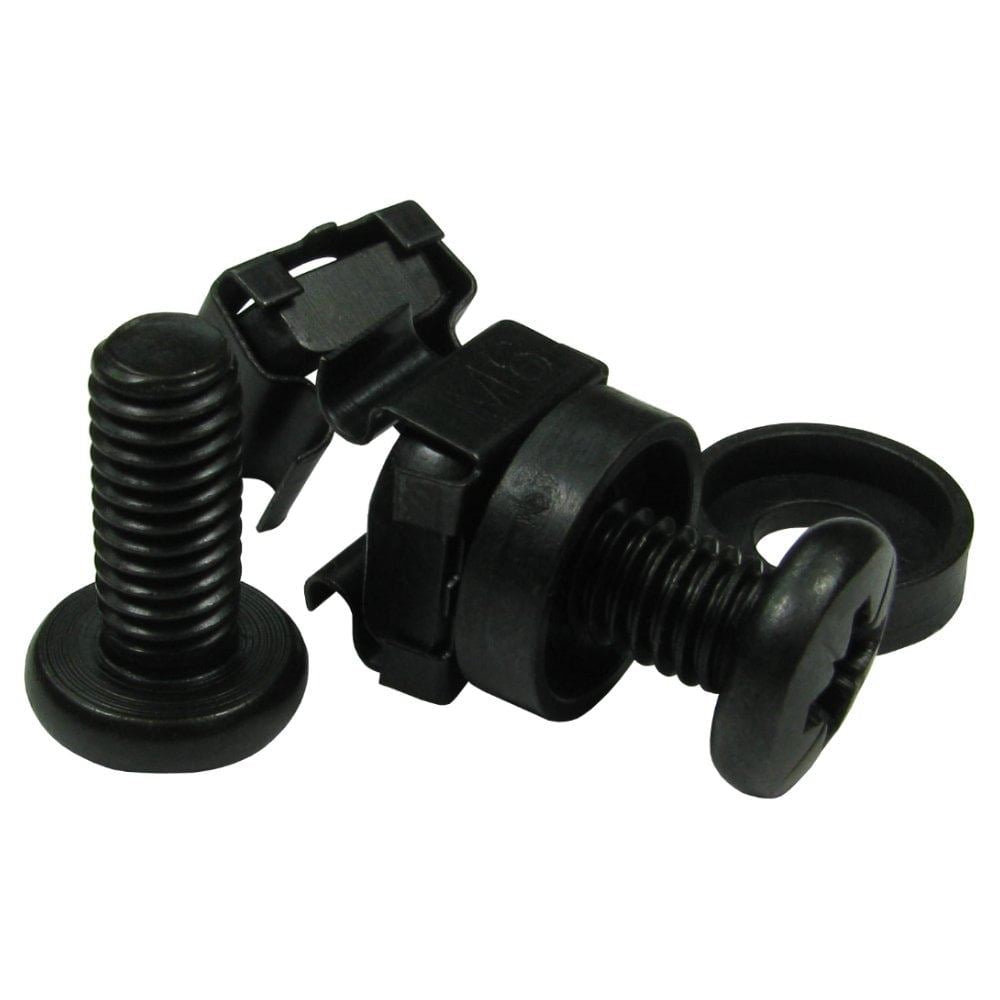 Ex-Pro M6 Cage Nuts & Bolts (6mm) Mounting Screws Server Rack Cabinet - Pack of 10 - Black