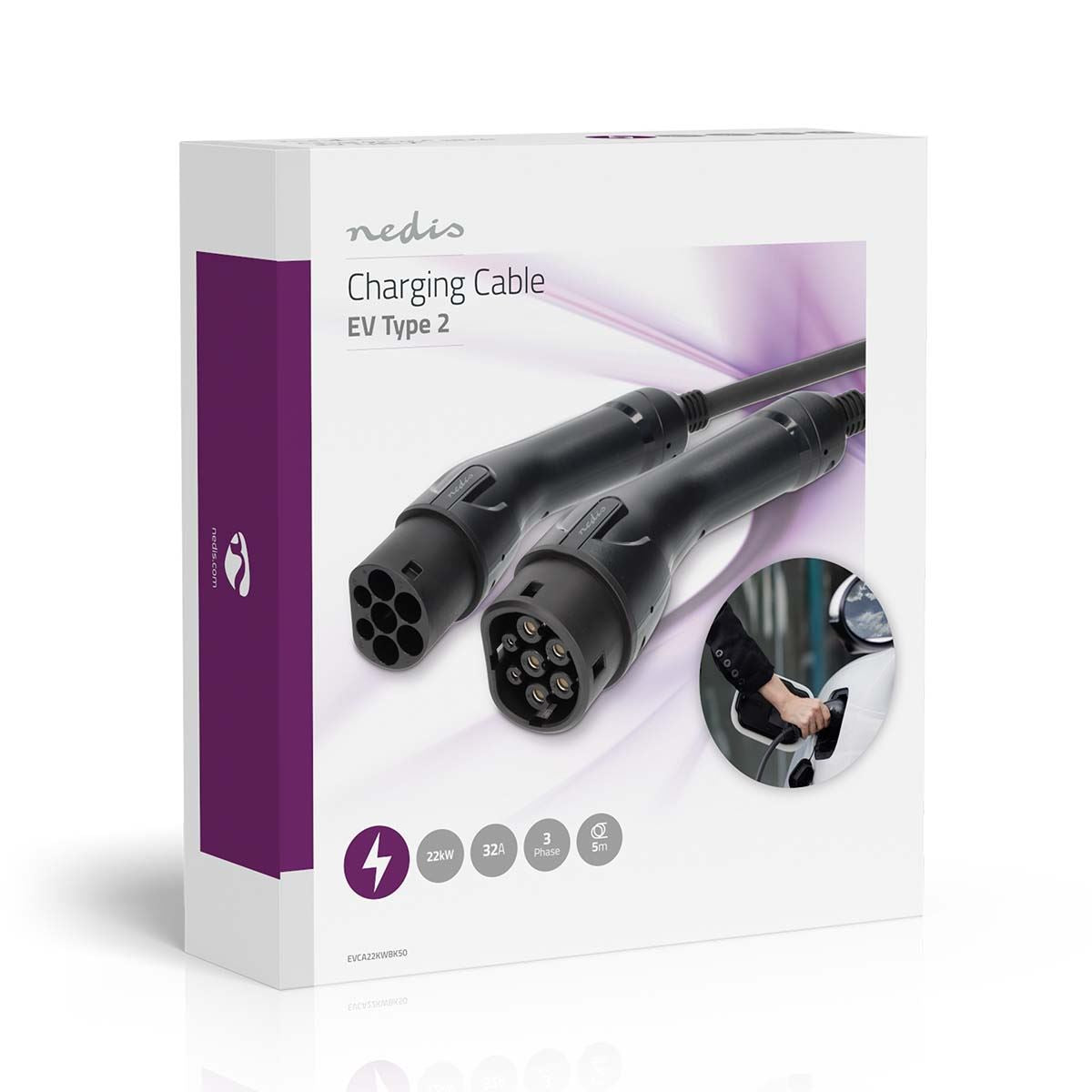 Nedis Electric Vehicle Cable | Cable Type 2 | 32 A | 22000 W | 3-Phases | 5.00 m | Black