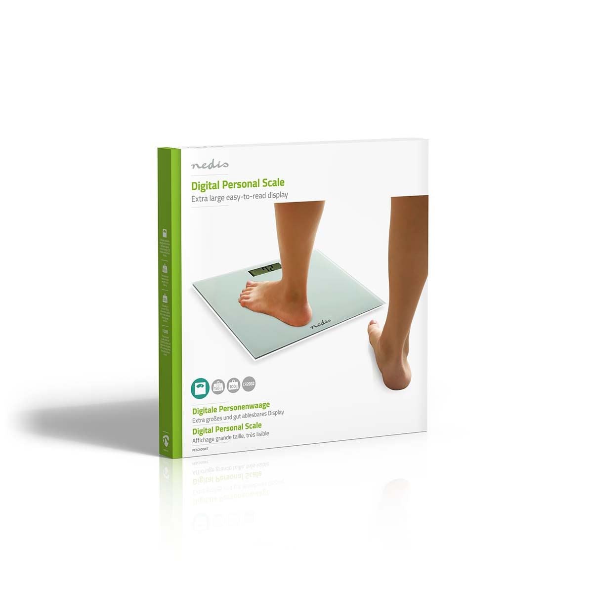 Nedis Personal Digital Weighing Scales, Tempered Glass | Max Weight 150 kg | White