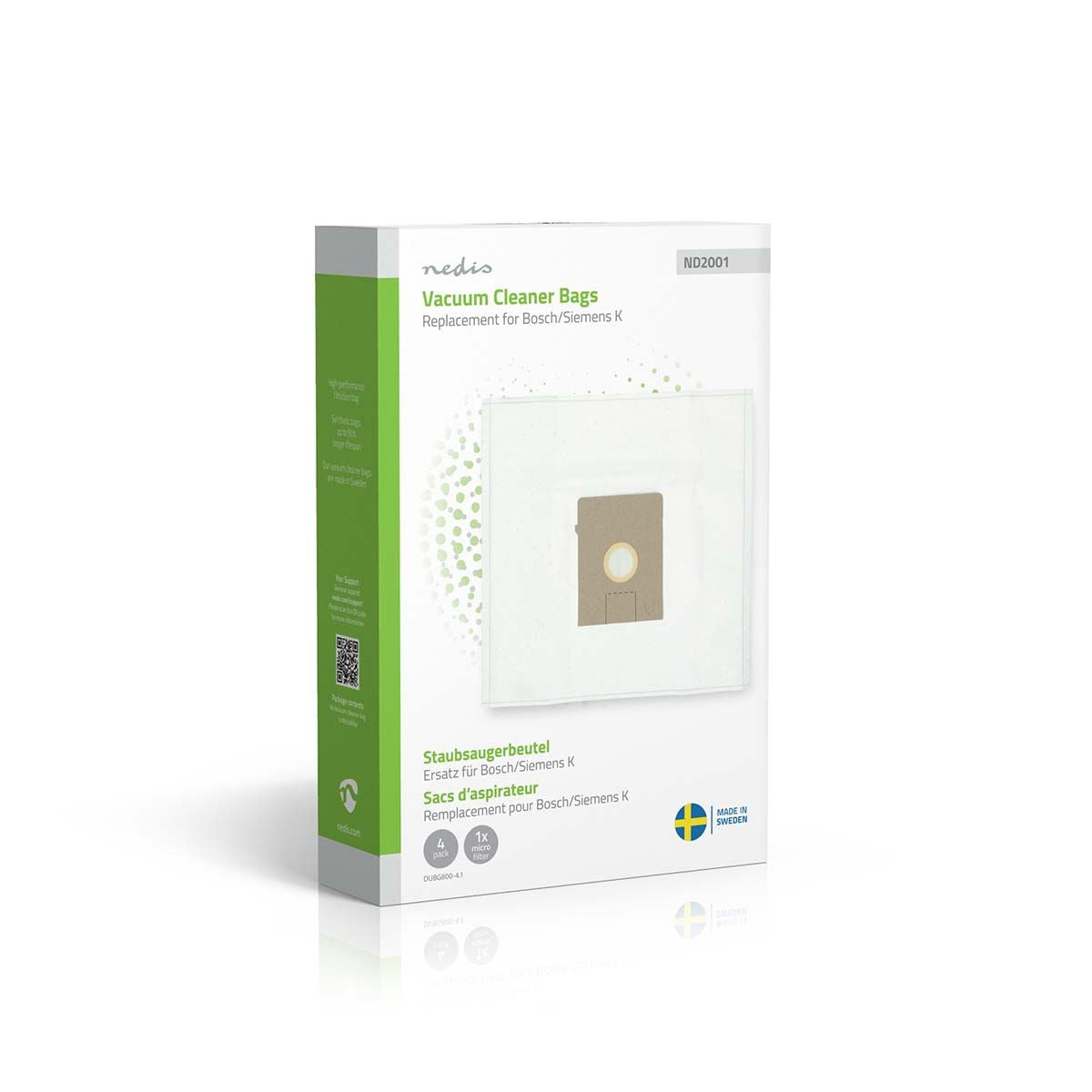 Nedis Vacuum Cleaner Bag | 4 pcs | Synthetic | Replacement for Bosch / Siemens Arriva - Smiley K