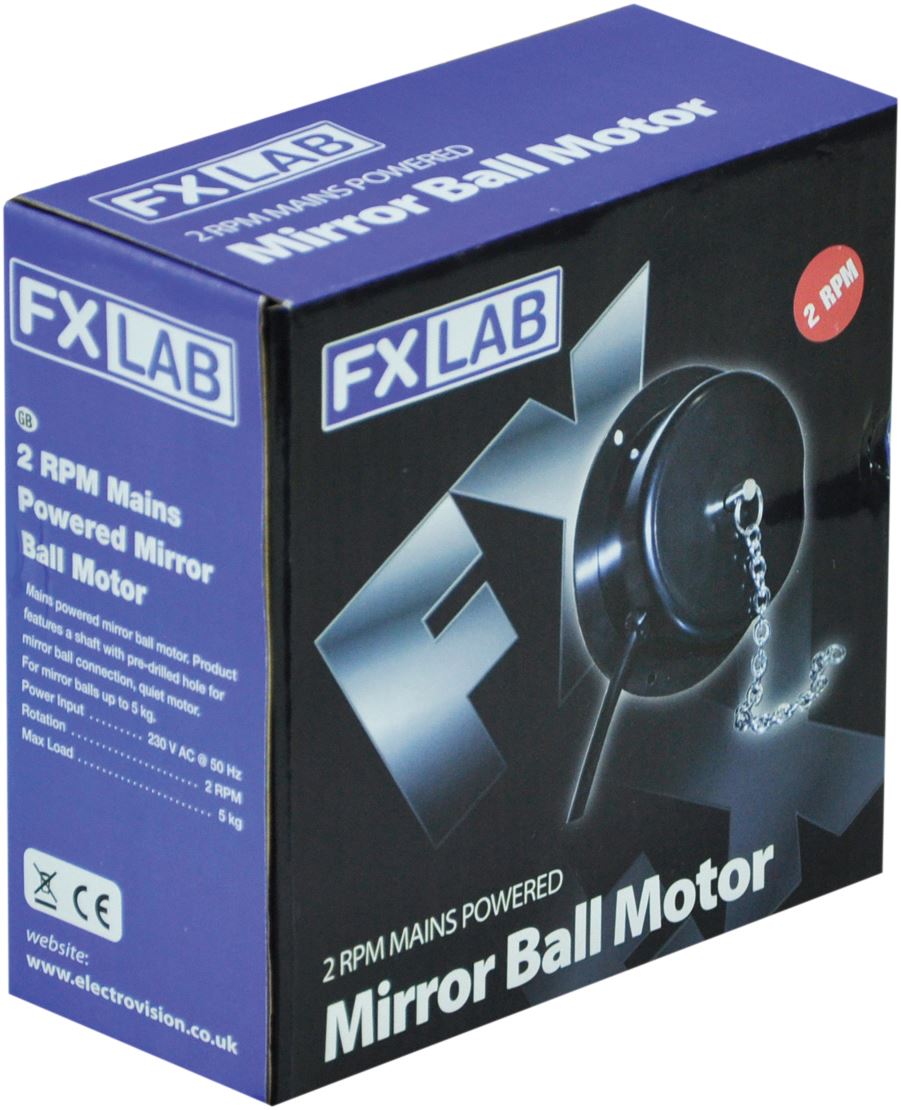 Mirror Ball Mains Powered Motor 2 RPM With Smooth Ultra Quite Rotation, Fitted UK Plug, Fixing and Hanging Kit for Balls Up to 3 kg