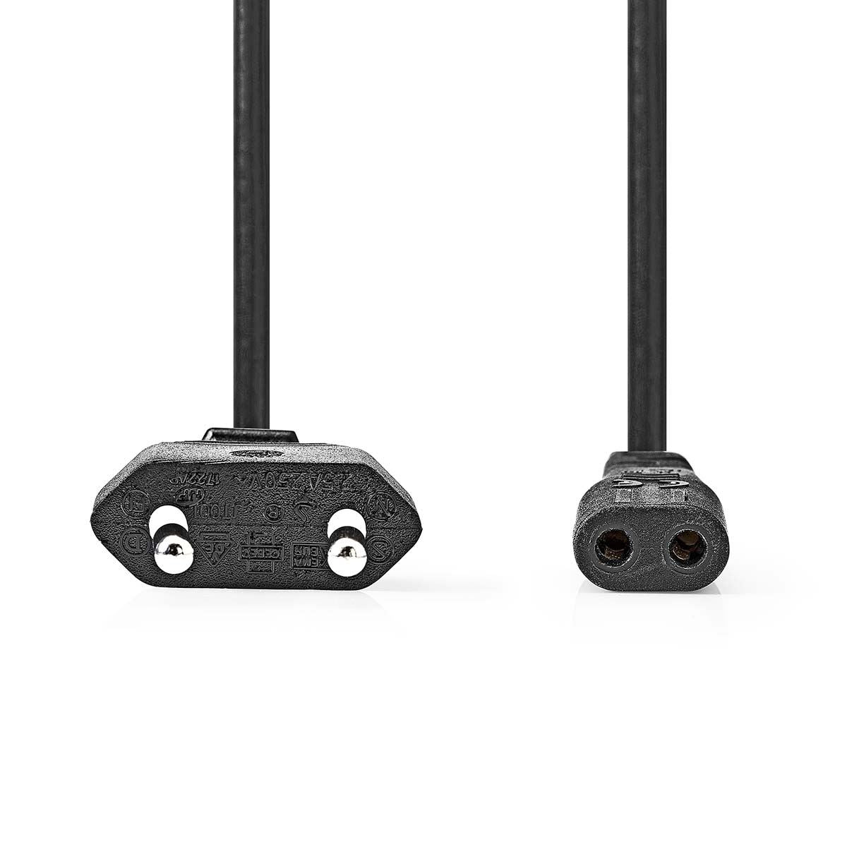 Nedis Power Cable | Euro Male | IEC-320-C1 | Straight | Straight | Nickel Plated | 2.00 m | Flat | PVC | Black | Box