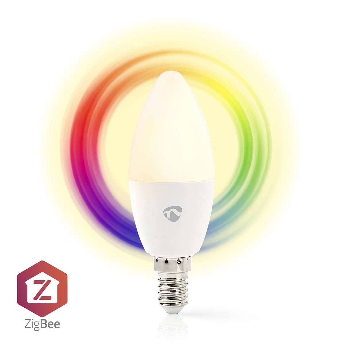 Nedis SmartLife Full Colour LED Bulb, E14 Zigbee Candle Light, Dimmable, RGB + 2200-6500K, Voice Control with Amazon Alexa & Google Home, Timer Function