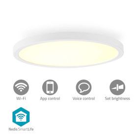 Nedis SmartLife Wi-Fi Ceiling Lamp, Ultra-Thin 29 cm LED, RGB + 2700-6500K, App & Voice Control, Schedule & Scene Settings, Ideal for Bedrooms, Hallways, Corridors, Compatible with Alexa & Google Home