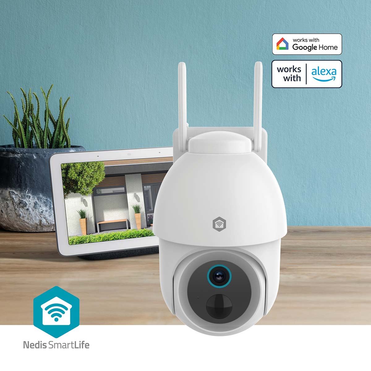 SmartLife Outdoor Camera | Wi-Fi | Spotlight | 3MP Full HD 1296p | Battery Powered | Pan tilt | IP65 | Cloud Storage (optional) / microSD (not included) / Onvif | 5 V DC | With motion sensor | Night vision | White