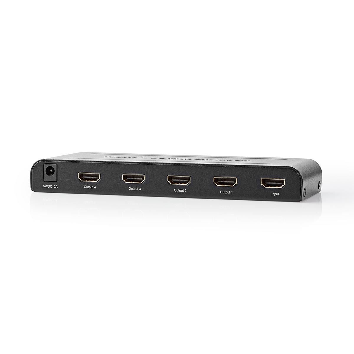 Nedis HDMI™ Splitter | 4 port(s) | HDMI™ Input | 4x HDMI™ Output | 4K@60Hz | 18 Gbps | Metal | Anthracite